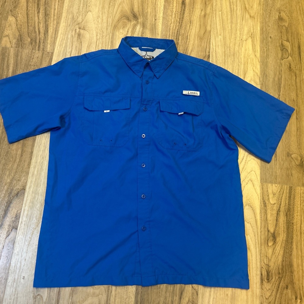 Habit Fishing‎ Shirt Vented Button Up SPF 40+ Outdoor Blue Men L